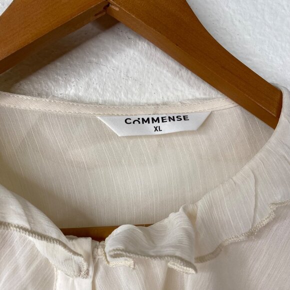 Commense Women's Ruffles Semi Sheer Romantic Fairy Boho Top Ivory Size XL - Picture 3 of 13